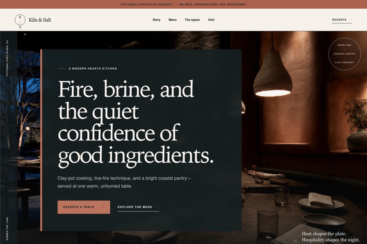Kiln and Salt restaurant website template